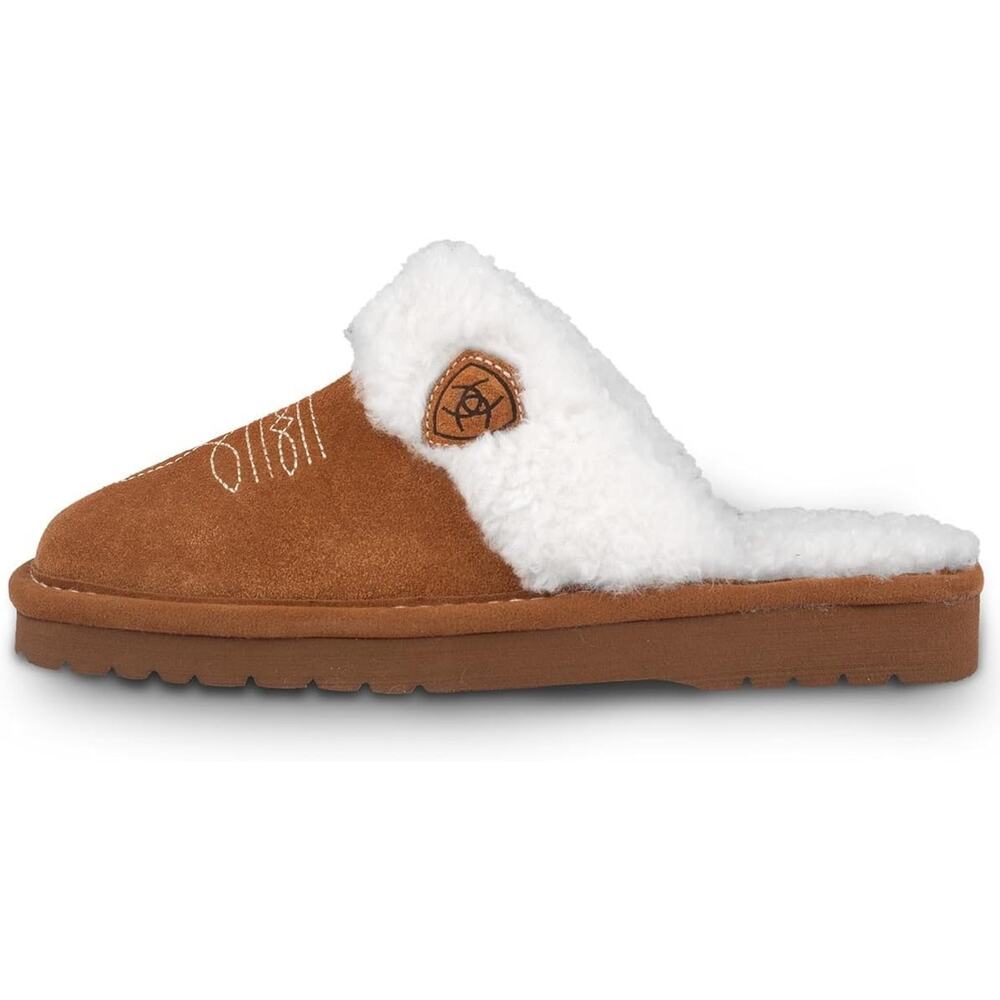 Ariat Womens Jackie Square Toe Suede Slippers Chestnut Brown Size 9 Faux Fur